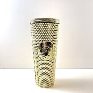 Starbucks Holiday 2022 Gold Metallic Studded Collectible Tumbler Venti 24 oz
